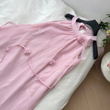 Delicate Flower Pink Halter Maxi Dress