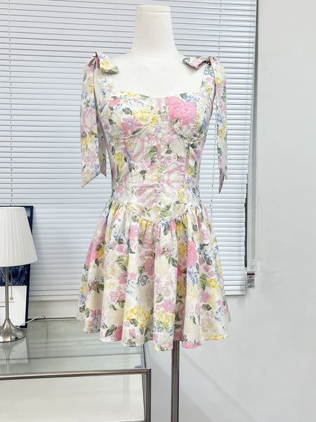 Darling Sweet Bow-Tied Straps Floral Dress