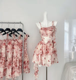 Wild Rose Holiday Fairy Irregular Red Floral Dress