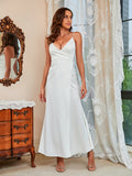White V Neck Spaghetti Strap Party DRESS