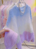 Soft Pink Fluffy Gradient Sweater