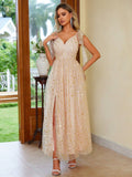 Golden Stardust Asymmetrical Cocktail Dress