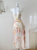 Ruffled Layers Floral Print Asymmetrical Dress