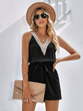 Blue Lace-Trimmed Summer Jumpsuit