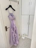 Asymmetric Ruffled Skirt Lilac Strappy Dress