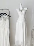 Crystal Embellishments White Sleeveless Maxi Dress