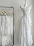 Lace Embellished Cami Top Tiered Ruffled Maxi Skirt Set