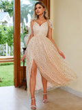Golden Stardust Asymmetrical Cocktail Dress