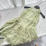 Unique Light Green Halter Neck Ruffled Mini Dress