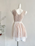 Exquisite Lace V Neck Tulle Mini Dress