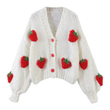 New Sweater Cardigan Strawberry Retro Style Knitted Sweater