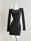 Sleek Black Long Sleeve Bodycon Mini Dress