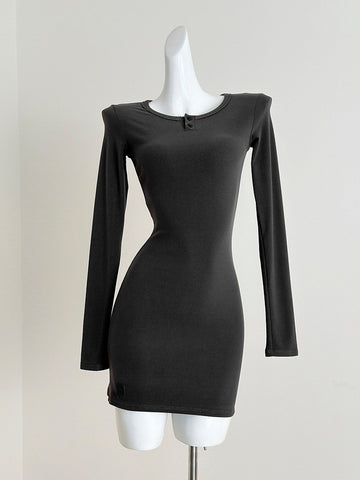 Sleek Black Long Sleeve Bodycon Mini Dress