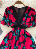 Flora Gala Enchanting Rose-Print Gown with Lace Detailing