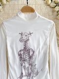 Edgy Skeleton Print High-Neck Blouse