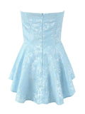 Sky Blue Jacquard Fit-and-Flare Dress