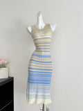 Chevron Knitted Sleeveless Bodycon Midi Dress
