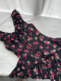 Ruffled Black Floral Print Maxi Dress