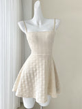 Stunning Mauve Textured Beige Mini Dress