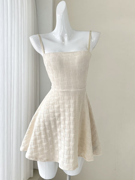 Stunning Mauve Textured Beige Mini Dress