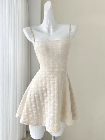 Stunning Mauve Textured Beige Mini Dress