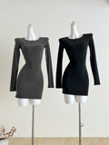 Sleek Black Long Sleeve Bodycon Mini Dress