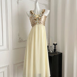 Floral and Gem Embellishments Strapless Long Dress