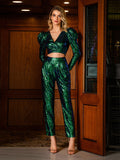 Jazzy Emerald Sequin Evening Glamour Top