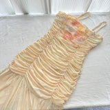 Stunning Ombre Ruched Spaghetti Strap Maxi Dress