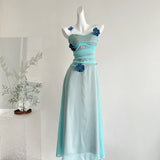 Exquisite Floral Embellishments Strappy Maxi Dress