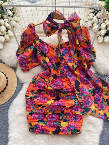 Tropical Escape Ruffled Maxi Dress