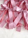 Satin Ribbon Accents Pink Knit Dress