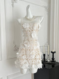 Exquisite White Floral Lace Strapless Mini Dress