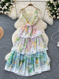 V-Neckline Floral Tiered Maxi Dress