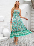 Blue Patterned Print Beach Maxi Dress