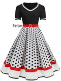 Polka Dot 1950s Style Short Sleeves Rockabilly Vintage Dress