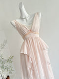 Ruffled Lace Pink Maxi Dress