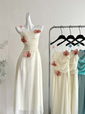 Exquisite Floral Embellishments Strappy Maxi Dress