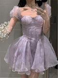 Fish Bone Summer Purple Beautiful Tutu Skirt Birthday Dress