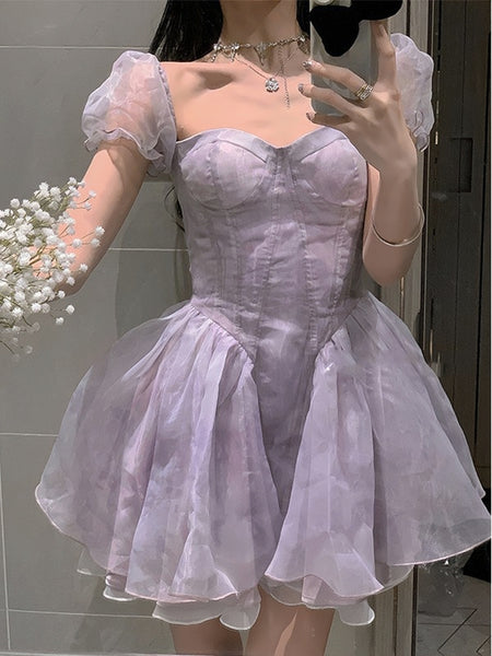 Fish Bone Summer Purple Beautiful Tutu Skirt Birthday Dress