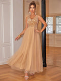 Golden Ebullience Tulle Evening Dress