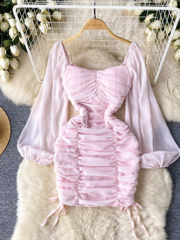 Pastel Perfection Pink Ruched Dream Dress