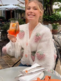 New Sweater Cardigan Strawberry Retro Style Knitted Sweater