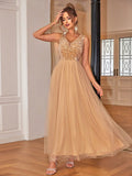 Golden Ebullience Tulle Evening Dress