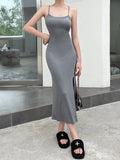 Gray Mermaid Hem Cami Slit Dress