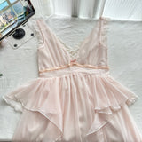 Ruffled Lace Pink Maxi Dress