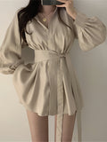 Tuscan Sun Puffed Sleeve Shirt Dress