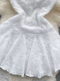 Dainty White Textured Skater Dress with Delicate Straps