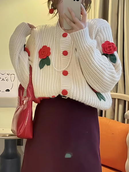 Strewberry Long Sleeve Knit Sweater