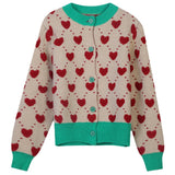 Round Neck Jacquard Love Knitted Cardigan Top